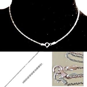 14k Italy White Gold Sparkle Popcorn link ankle bracelet